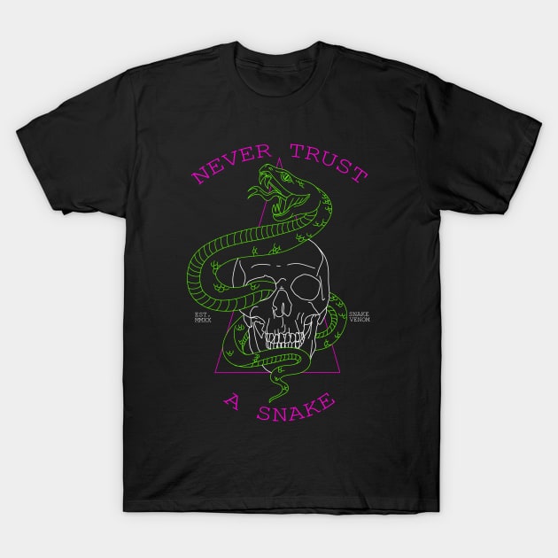 Never Trust A Snake Skull T-Shirt by FerMinem